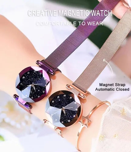 Copy Luxury Starry Sky Stainless Steel Mesh Bracelet Watches For Women Crystal Analog Quartz Wristwatches Ladies Sports Dress Clock